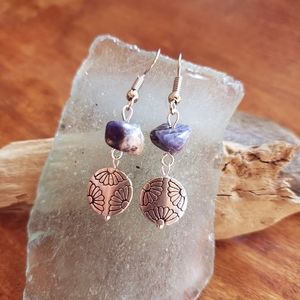 Handmade Beach Stone Flower Charm Earrings